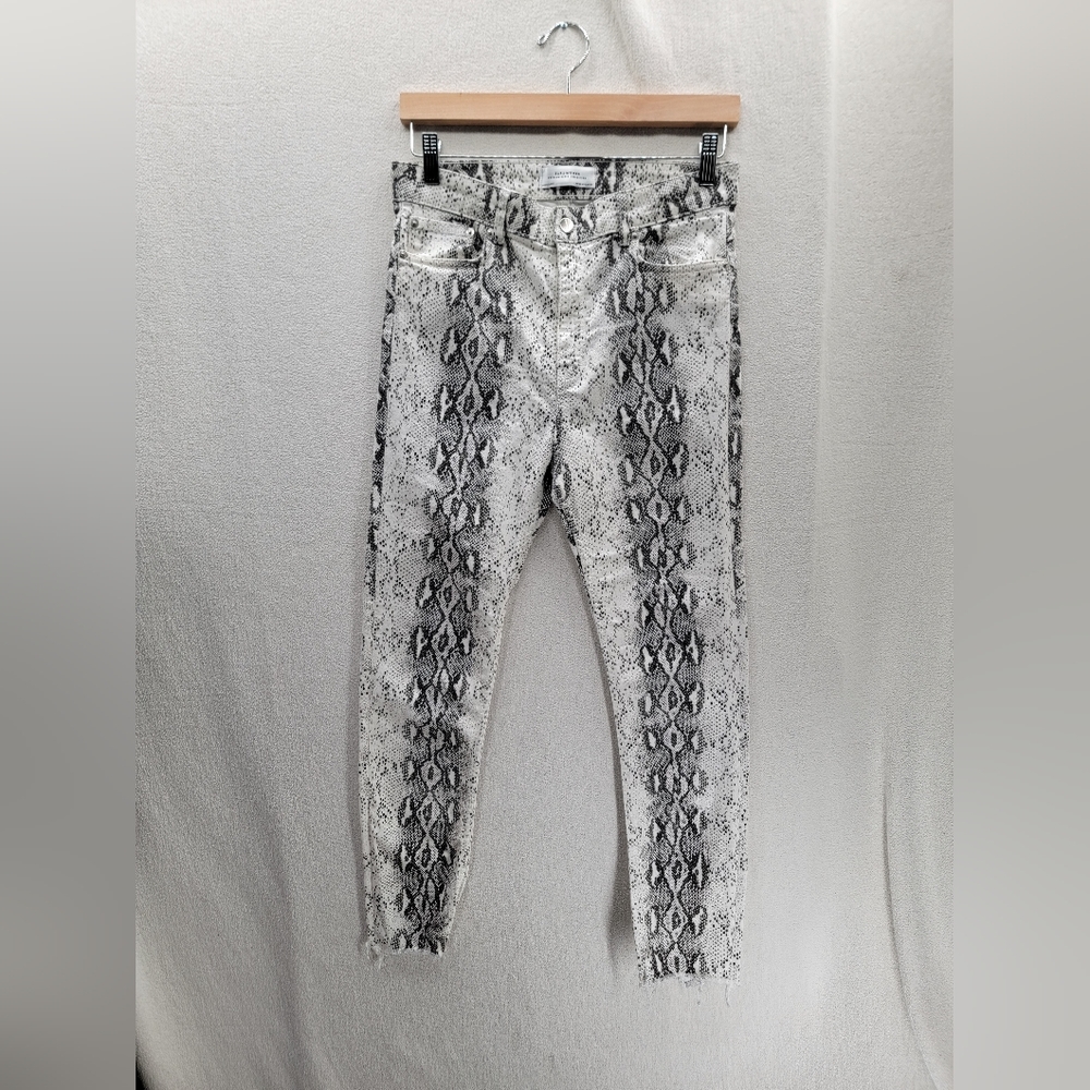 ZARA Snake Skinny Stretch Jeans White, Black Size-8
